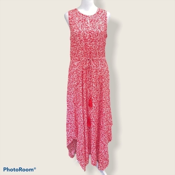 Apricot Red/White Floral Sleeveless Dress Size S (UK) = size Med/6 US NWT - Picture 1 of 6